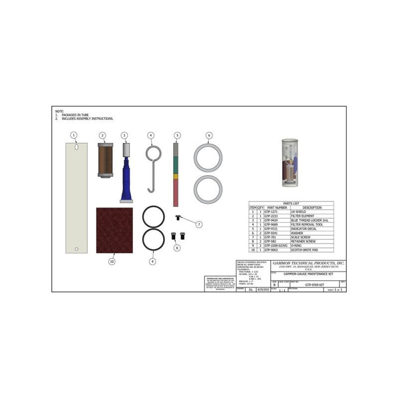 Kit de maintenance pour jauge Gammon GTP-9769
