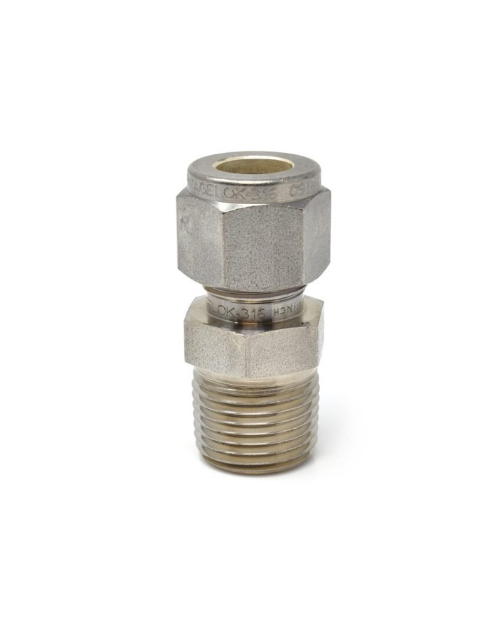Raccord à compression 3/8" en acier inoxydable (Mâle NPT x Tube) Gammon Technical Products